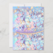 金ゴールドグリッターマーメイドテールダイブイン子供の誕生日 招待状 (裏面)