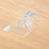 金ゴールドグリッターマーメイドテールワンダーザシー誕生日 アクリル招待状 (レイダウン)