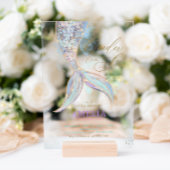 金ゴールドグリッターマーメイドテールワンダーザシー誕生日 アクリル招待状