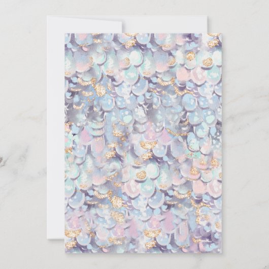 金ゴールドグリッターマーメイドテールワンダーザシー誕生日 招待状 (裏面)