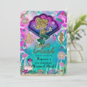 金ゴールドグリッターマーメイド&シェルズアンダーザシーパーティー 招待状 (スタンド正面)