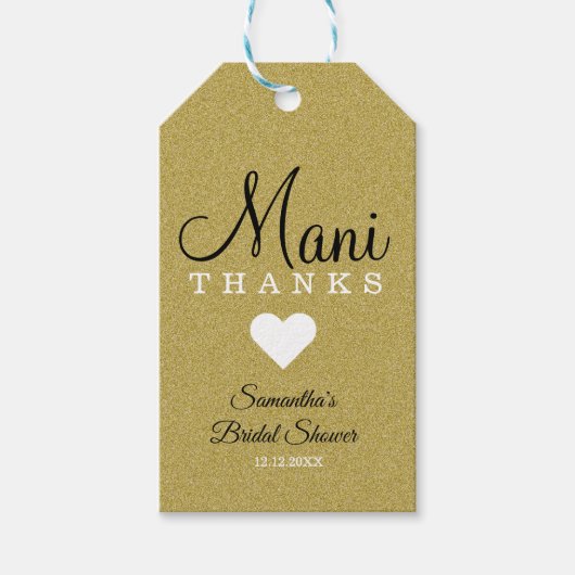 金ゴールドグリッターマ感謝していニブライダルシャワー ギフトタグ (正面)
