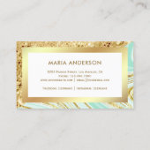 金ゴールドグリッターミントグリーンマーブルメイクアップアーティスト 名刺 (裏面)