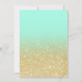 金ゴールドグリッターミントシックドレエレガントスブライダルシャワー 招待状 (裏面)