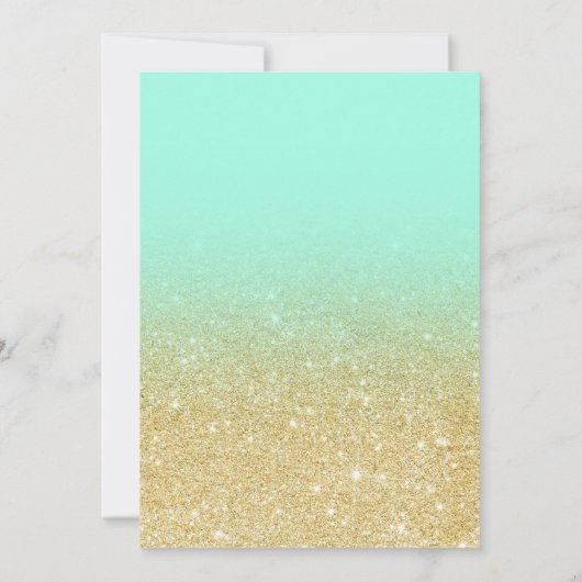 金ゴールドグリッターミントシックドレエレガントスブライダルシャワー 招待状 (裏面)