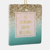 金ゴールドグリッターミント自分の種類の美しい セラミックオーナメント (右)