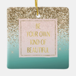 金ゴールドグリッターミント自分の種類の美しい セラミックオーナメント