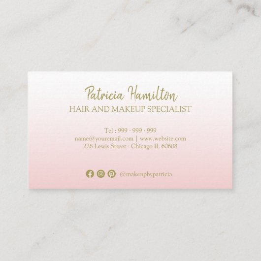 金ゴールドグリッターメイクアップアーティストヘアサロンロイヤリティカード 名刺 (裏面)