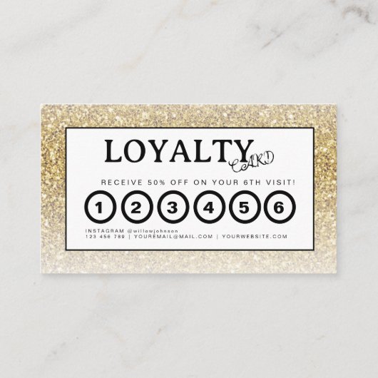 金ゴールドグリッターメイクアップアーティストヘアサロンロイヤリティカード 名刺