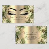 金ゴールドグリッターメイクアップアーティストラッシュフローラブラック 名刺 (正面/裏面)