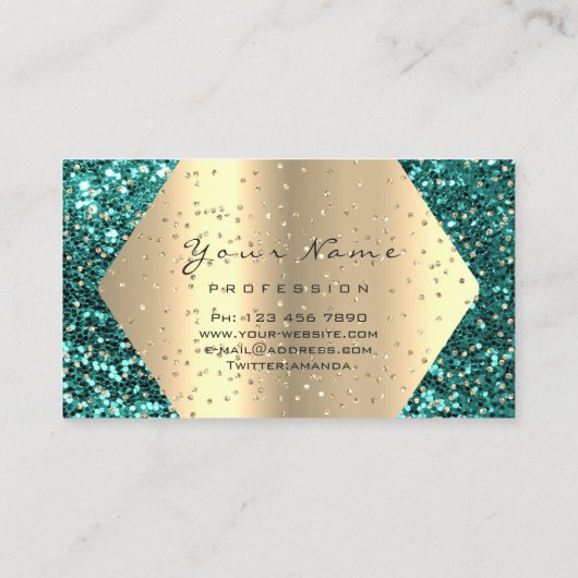 金ゴールドグリッターメイクアップアーティストラッシュブロー海バラ 名刺 (裏面)