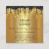 金ゴールドグリッターメイクアップアーティストラッシュロゴ スクエア名刺 (裏面)