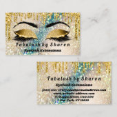 金ゴールドグリッターメイクアップアーティスト遺跡自筆証書ティール(緑がかった色) 名刺 (正面/裏面)