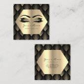 金ゴールドグリッターメイクアップラッシュブラック金ゴールドセピア目 スクエア名刺 (正面/裏面)