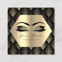 金ゴールドグリッターメイクアップラッシュブラック金ゴールドセピア目 スクエア名刺