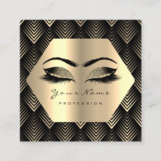 金ゴールドグリッターメイクアップラッシュブラック金ゴールドセピア目 スクエア名刺 (正面)