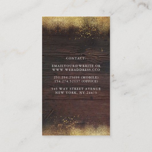 金ゴールドグリッターメイソンジャーライトカントリーウ素朴ッド 名刺 (裏面)
