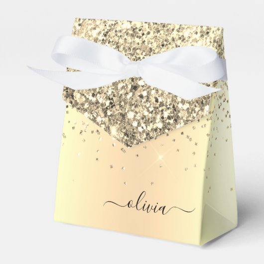 金ゴールドグリッターメタルモノグラムグラム名 フェイバーボックス (正面サイド)