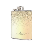 金ゴールドグリッターメタルモノグラムグラム名 フラスク (左)