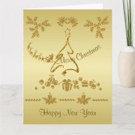 金ゴールドグリッターメリークリスマスサンタクロース金ゴールド カード