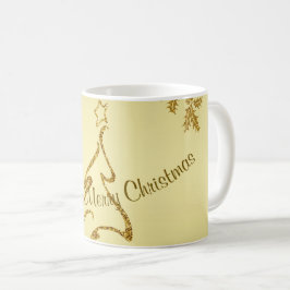 金ゴールドグリッターメリークリスマスサンタクロース金ゴールド コーヒーマグカップ