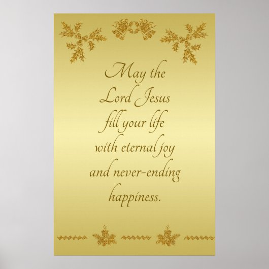 金ゴールドグリッターメリークリスマスサンタクロース金ゴールド ポスター (正面)