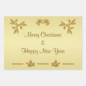 金ゴールドグリッターメリークリスマスサンタクロース金ゴールド ラッピングペーパーシート (正面)