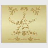 金ゴールドグリッターメリークリスマスサンタクロース金ゴールド ラッピングペーパー (フラット)