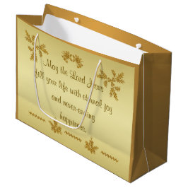 金ゴールドグリッターメリークリスマスサンタクロース金ゴールド ラージペーパーバッグ