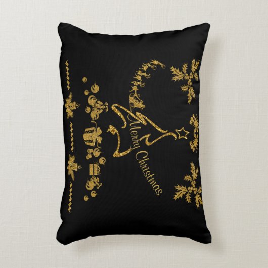 金ゴールドグリッターメリークリスマスサンタクロース アクセントクッション (正面(垂直))