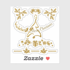 金ゴールドグリッターメリークリスマスサンタクロース シール