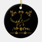 金ゴールドグリッターメリークリスマスサンタクロース セラミックオーナメント (正面)