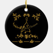 金ゴールドグリッターメリークリスマスサンタクロース セラミックオーナメント (裏面)