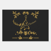 金ゴールドグリッターメリークリスマスサンタクロース ラッピングペーパーシート (正面2)