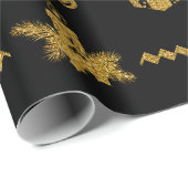 金ゴールドグリッターメリークリスマスサンタクロース ラッピングペーパー (ロールコーナー)