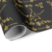 金ゴールドグリッターメリークリスマスサンタクロース ラッピングペーパー (ロールコーナー)