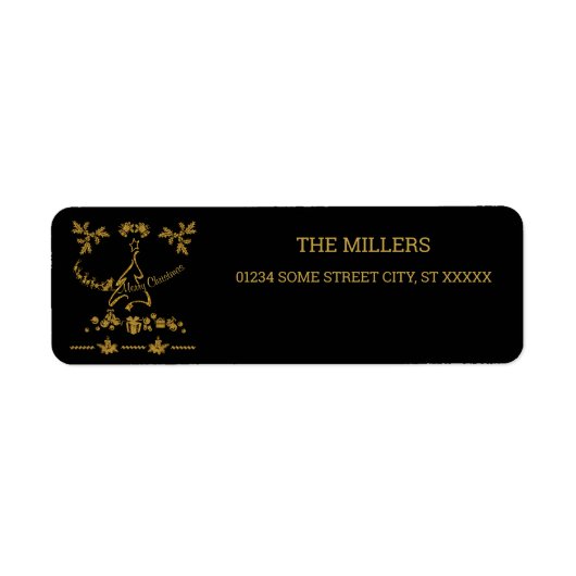 金ゴールドグリッターメリークリスマスサンタクロース ラベル (正面)