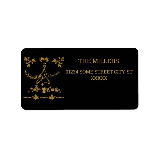 金ゴールドグリッターメリークリスマスサンタクロース ラベル (正面)