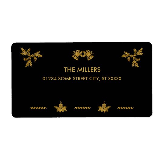 金ゴールドグリッターメリークリスマスサンタクロース ラベル (正面)