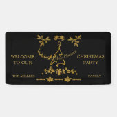 金ゴールドグリッターメリークリスマスサンタクロース 横断幕 (横)