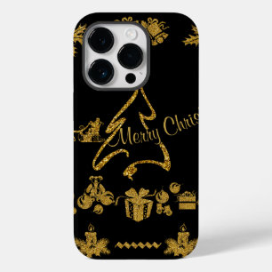 金ゴールドグリッターメリークリスマスサンタクロース Case-Mate iPhone 14 PROケース