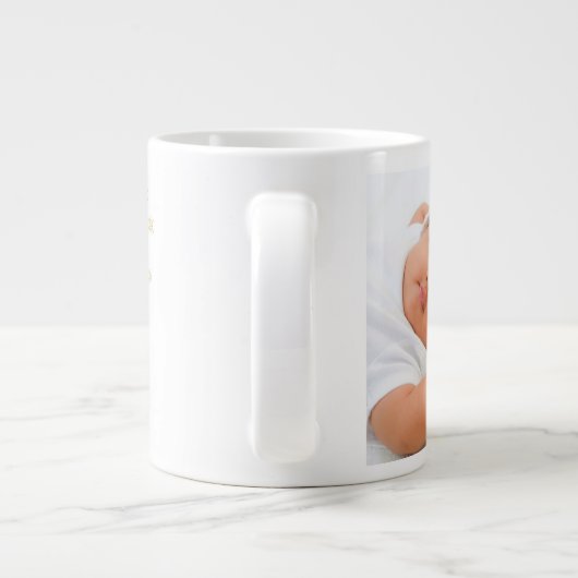 金ゴールドグリッターメリークリスマススノーフレークフォトマグカップ ジャンボコーヒーマグカップ (裏面)