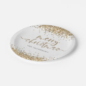 金ゴールドグリッターメリークリスマスパーティー ペーパープレート (アングル)