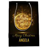 金ゴールドグリッターメリークリスマスボールエレガント抱き枕 ミディアムペーパーバッグ (正面)