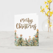 金ゴールドグリッターメリークリスマス折り畳みグリーティングカード カード (黄色い花)