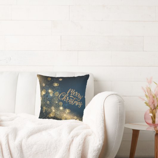 金ゴールドグリッターメリークリスマス クッション (ソファ)
