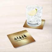 金ゴールドグリッターメリークリスマス スクエアペーパーコースター (インサイチュ)