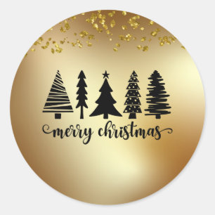 金ゴールドグリッターメリークリスマス ラウンドシール