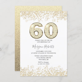 金ゴールドグリッターメンズまたは女性60th誕生日パーティー 招待状