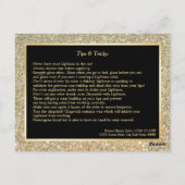 金ゴールドグリッターメーキャップの指示のヒント ポストカード (裏面)